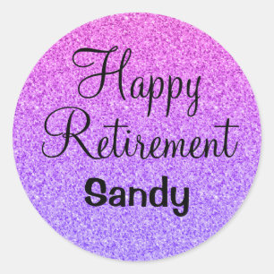 Glam Happy Retirement Ombre Lila Glitzer Sparkasse Runder Aufkleber
