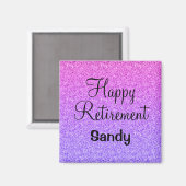 Glam Happy Retirement Ombre Lila Glitzer Sparkle Magnet (Vorderseite/Rückseite)
