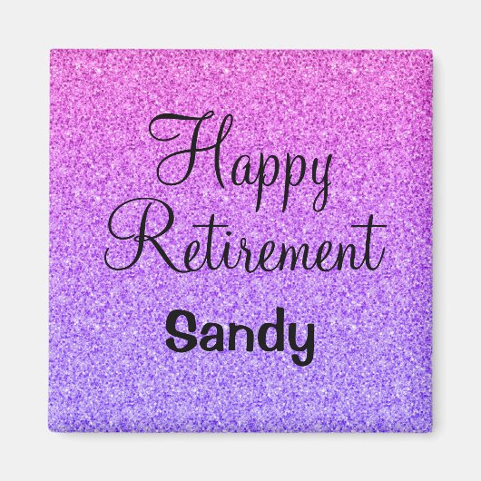 Glam Happy Retirement Ombre Lila Glitzer Sparkle Magnet (Vorne)