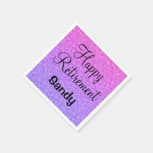 Glam Happy Retirement Ombre Lila Glitzer Sparkle Serviette (Ecke)