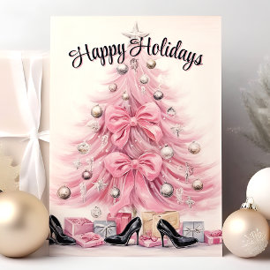 Glam Heels Rosa Weihnachtsbaum Frohe Feiertage  Feiertagskarte