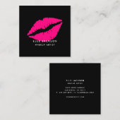 Glam heiß rosa schwarze Lippen Makeup Künstler Quadratische Visitenkarte (Vorne/Hinten)