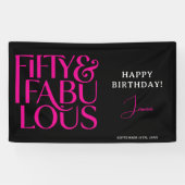Glam Hellrosa Schwarz 50 & Fabelhaft Alles Gute zu Banner (Horizontal)