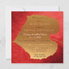 Glam Herbst Herbst Rotes Goldenes Blätter Brautpar Einladung