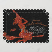 Glam Hexe fliegt auf dem Halloween-Party im Zimmer Einladung (Vorne/Hinten)