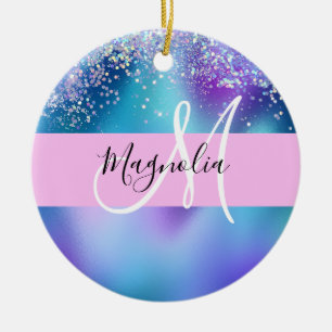 Glam Holografische Meerjungfrau Glitter Funkeln Mo Keramik Ornament
