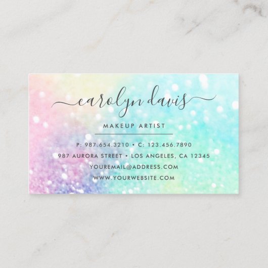 Glam Holographic Glitzer Iridescent Hübsch Pattern Visitenkarte (Rückseite)