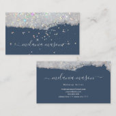 Glam Holographic Glitzer Makeup Artist Blue Visitenkarte (Vorne/Hinten)