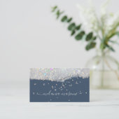 Glam Holographic Glitzer Makeup Artist Blue Visitenkarte (Stehend Vorderseite)