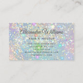 Glam Holographic Glitzer Modern Trendy Blue Aquama Visitenkarte (Rückseite)