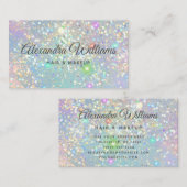 Glam Holographic Glitzer Modern Trendy Blue Aquama Visitenkarte (Vorne/Hinten)