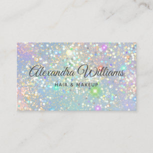 Glam Holographic Glitzer Modern Trendy Blue Aquama Visitenkarte