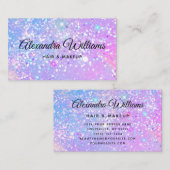 Glam Holographic Glitzer Moderne Trendy Lila Visitenkarte (Vorne/Hinten)