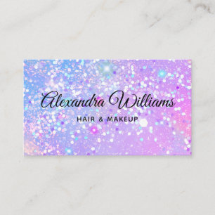 Glam Holographic Glitzer Moderne Trendy Lila Visitenkarte