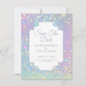 Glam Holographic Glitzer Moderner Save the Date (Vorderseite)