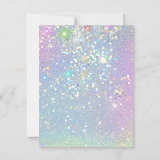 Glam Holographic Glitzer Moderner Save the Date (Rückseite)