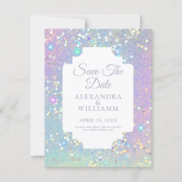 Glam Holographic Glitzer Moderner Save the Date