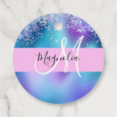 Glam Holographic Mermaid Glitzer Sparkle Monogram Geschenkanhänger (Rückseite)