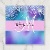 Glam Holographic Mermaid Glitzer Sparkle Monogram Geschenkanhänger (Rückseite)