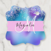 Glam Holographic Mermaid Glitzer Sparkle Monogram Geschenkanhänger (Rückseite)