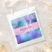 Glam Holographic Mermaid Glitzer Sparkle Monogram Geschenktütchen (Ausgeschnitten)