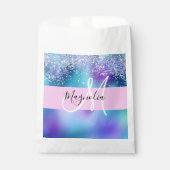 Glam Holographic Mermaid Glitzer Sparkle Monogram Geschenktütchen (Vorderseite)