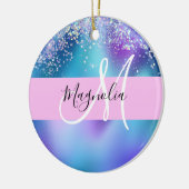 Glam Holographic Mermaid Glitzer Sparkle Monogram Keramik Ornament (Links)