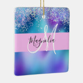 Glam Holographic Mermaid Glitzer Sparkle Monogram Keramikornament (Rechts)