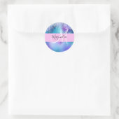 Glam Holographic Mermaid Glitzer Sparkle Monogram Runder Aufkleber (Tasche)
