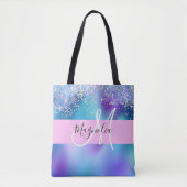 Glam Holographic Mermaid Glitzer Sparkle Monogram Tasche (Vorderseite)