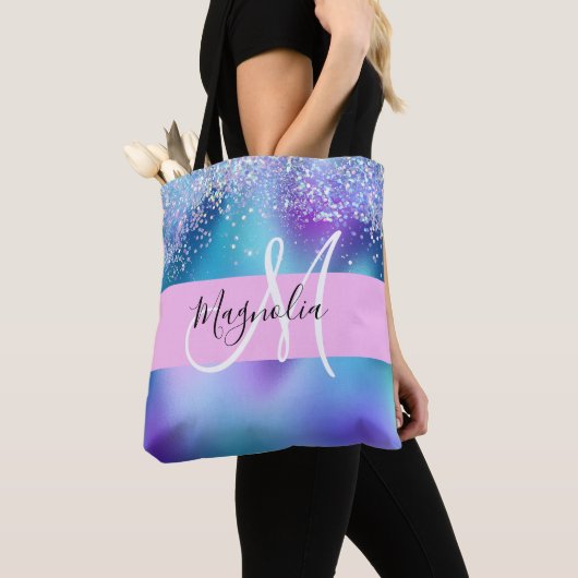 Glam Holographic Mermaid Glitzer Sparkle Monogram Tasche (Von Nahem)