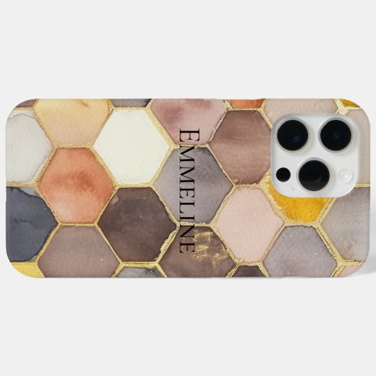 Glam Honey Comb Blush Champagne Abstrakt Case-Mate iPhone Hülle (Rückseite (Horizontal))