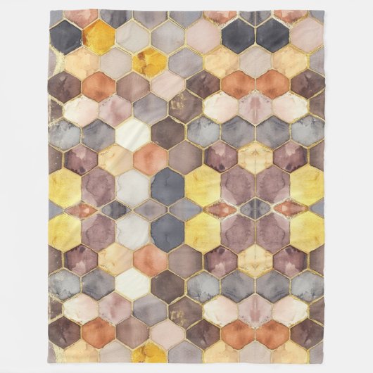 Glam Honey Comb Blush Champagne Abstrakt Fleecedecke (Vorderseite)