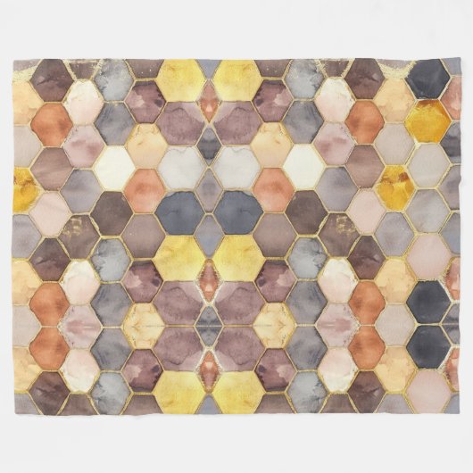 Glam Honey Comb Blush Champagne Abstrakt Fleecedecke (Vorderseite (Horizontal))