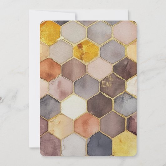 Glam Honey Comb Blush Champagne Abstrakt Geburtsta Einladung (Rückseite)