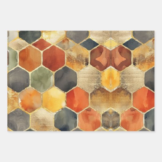 Glam Honey Comb Blush Champagne Abstrakt Geschenkpapier Set (Vorderseite 3)