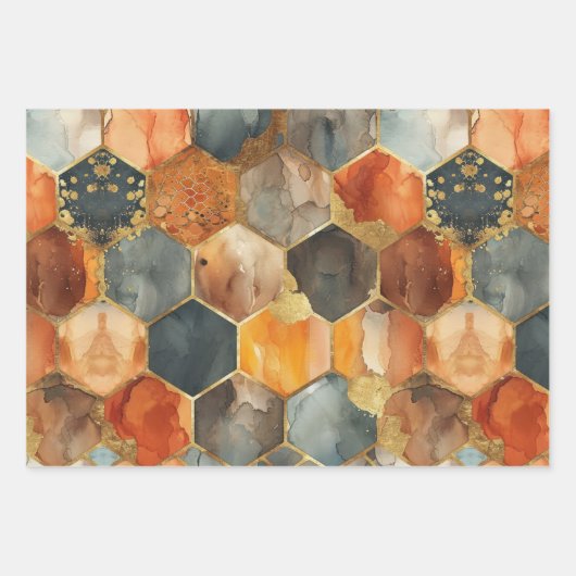 Glam Honey Comb Blush Champagne Abstrakt Geschenkpapier Set (Vorderseite 2)