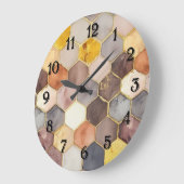 Glam Honey Comb Blush Champagne Abstrakt Große Wanduhr (Winkel)