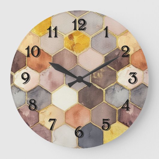 Glam Honey Comb Blush Champagne Abstrakt Große Wanduhr (Vorderseite)