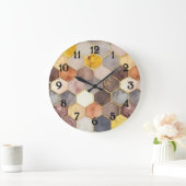 Glam Honey Comb Blush Champagne Abstrakt Große Wanduhr (Zuhause)