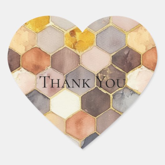 Glam Honey Comb Blush Champagne Abstrakt Herz-Aufkleber (Vorderseite)
