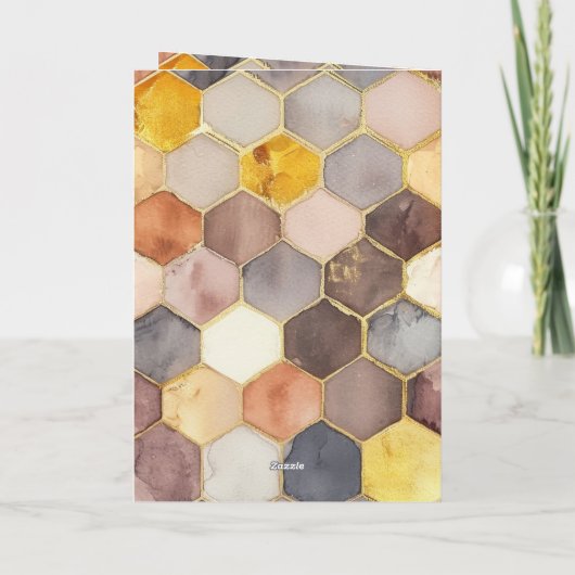 Glam Honey Comb Blush Champagne Abstrakt Karte (Rückseite)