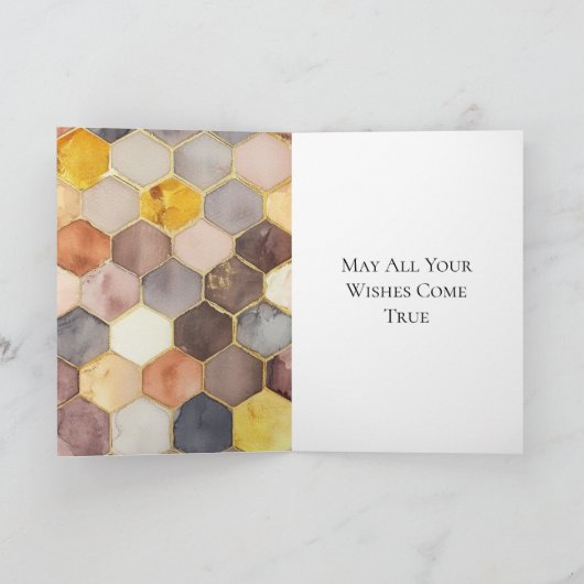 Glam Honey Comb Blush Champagne Abstrakt Karte (Innenseite)