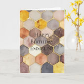 Glam Honey Comb Blush Champagne Abstrakt Karte (Gelbe Blume)