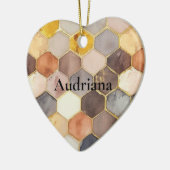 Glam Honey Comb Blush Champagne Abstrakt Keramik Ornament (Links)