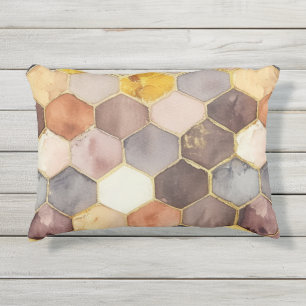 Glam Honey Comb Blush Champagne Abstrakt Kissen Für Draußen