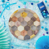 Glam Honey Comb Blush Champagne Abstrakt Pappteller (Party)