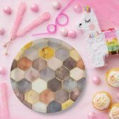 Glam Honey Comb Blush Champagne Abstrakt Pappteller (Party)