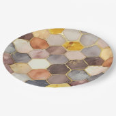 Glam Honey Comb Blush Champagne Abstrakt Pappteller (Schrägansicht)