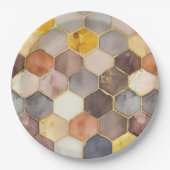 Glam Honey Comb Blush Champagne Abstrakt Pappteller (Vorderseite)